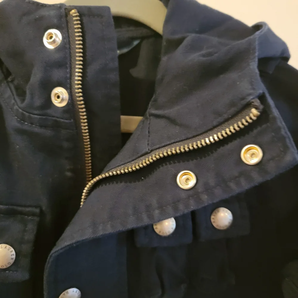 Polo Ralph Lauren Navy Blue Cotton Canvas Trench jacket size 2 t Runs Big
